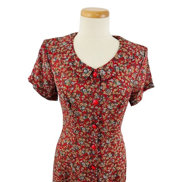 Vintage Joni Blair Women's 9 Dress Maxi Floral Cottagecore Prairie Button Front - Picture 10 of 12